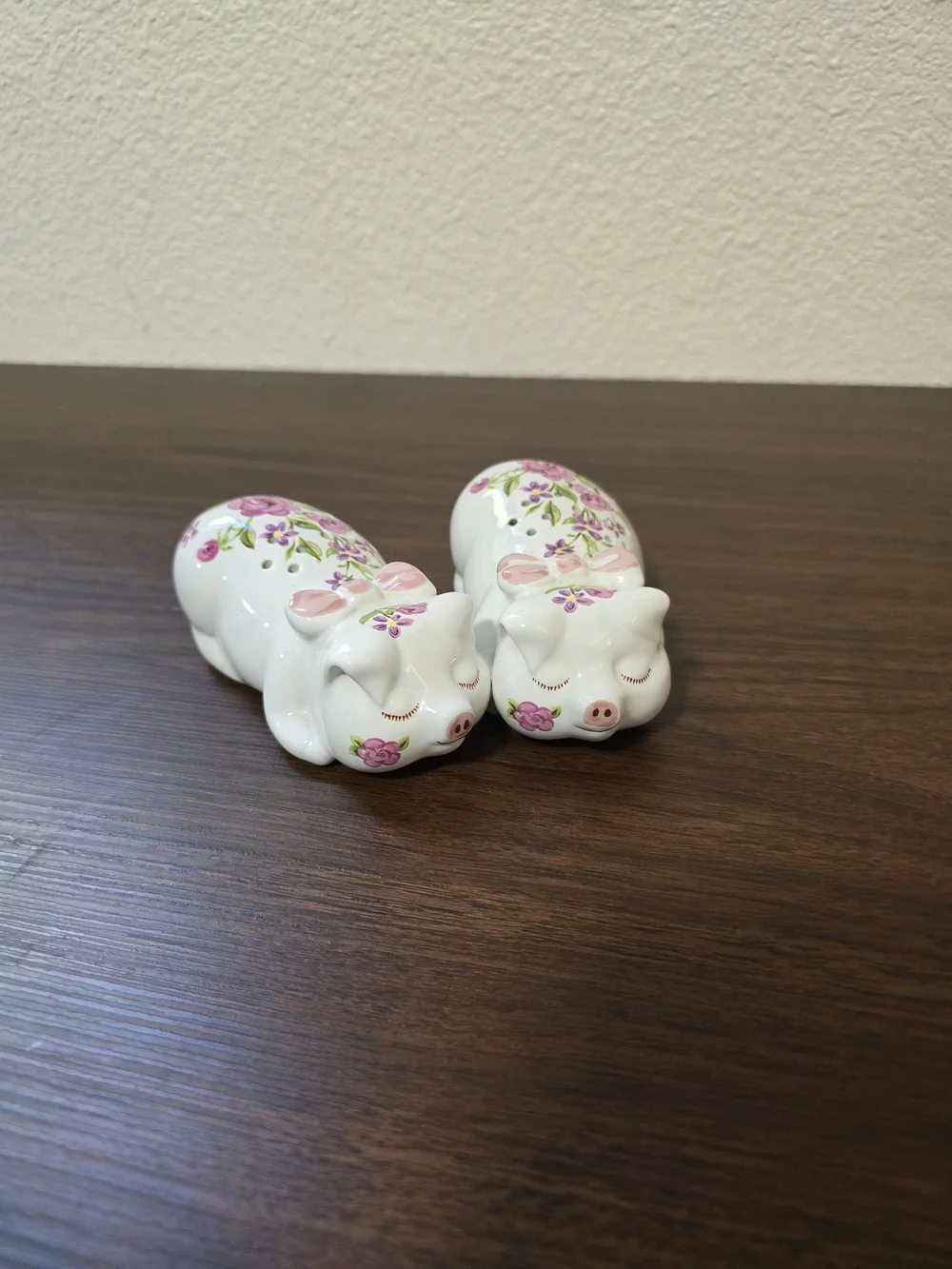 Vintage 1978 AVON Floral Ceramic Salt and Pepper Shakers - White with Pink Roses